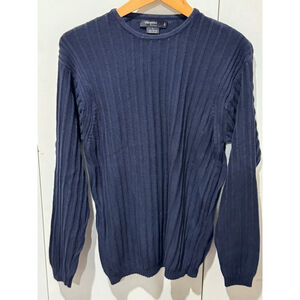 Men's Giorgiolini Navy Blue Ribbed Crewneck Sweater L